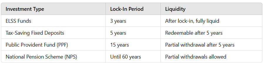 comparing lock-in period of different investments